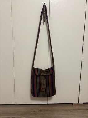 Artesanias De Pinzon Handmade Boho Woven Crossbody Bag Multicolor Stripe